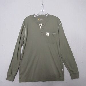 Vanlens Henley Mens Large Green FR1008 FR Protection CAT 2 Flame Resistant Shirt
